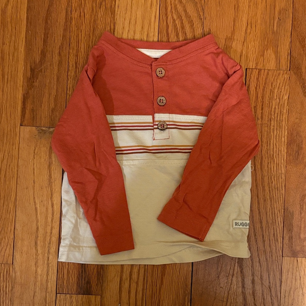 Rugged Orange and Cream Kids Long Sleeve Henley